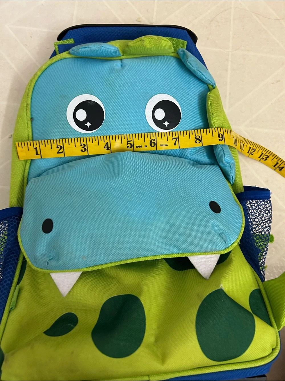 Kids Rolling Backpack - Blue & Green Dino Design mini suitcase small little kids